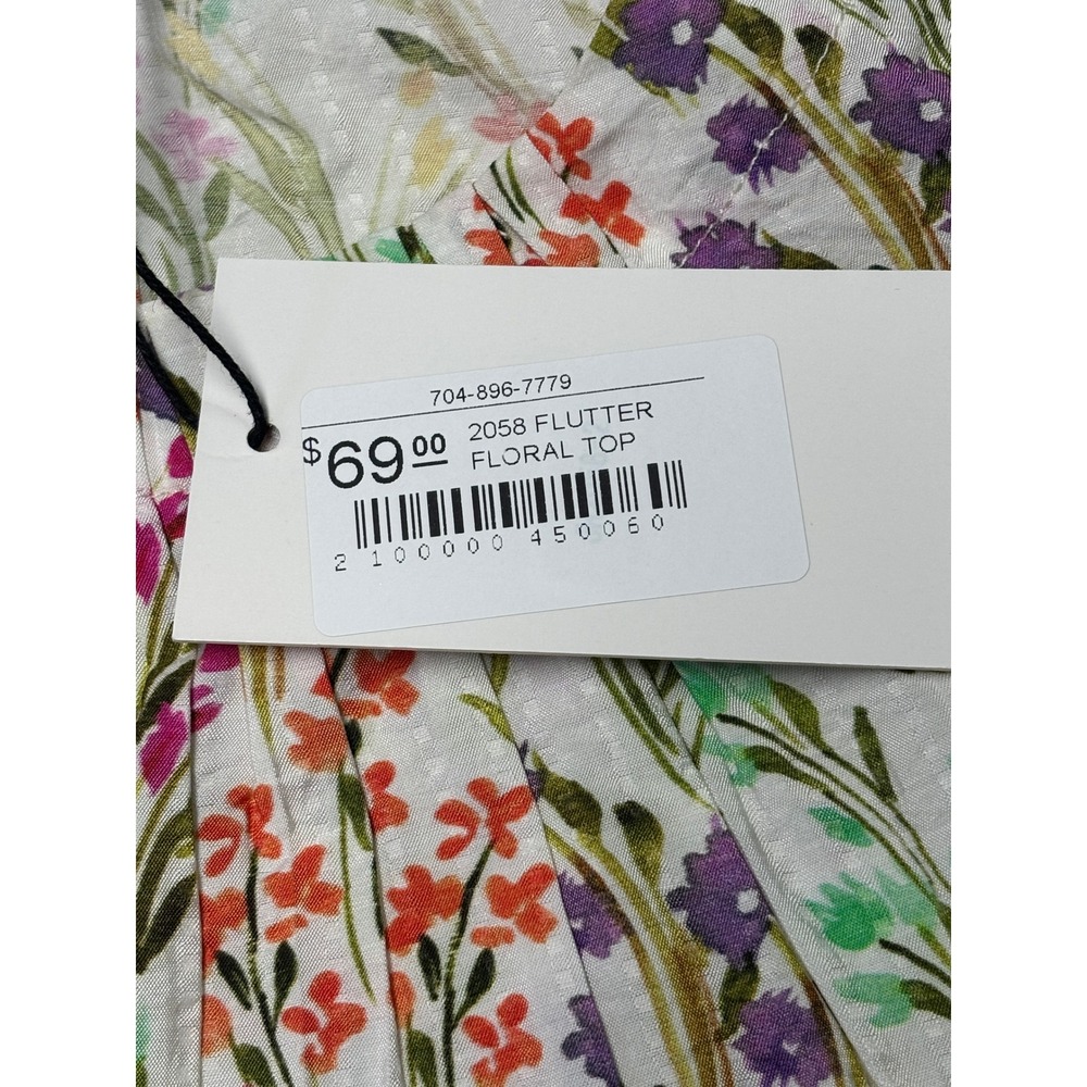 NWT THML Flutter Floral Top Wildflower Print Flutter Sleeve Blouse Large - Picture 3 of 8